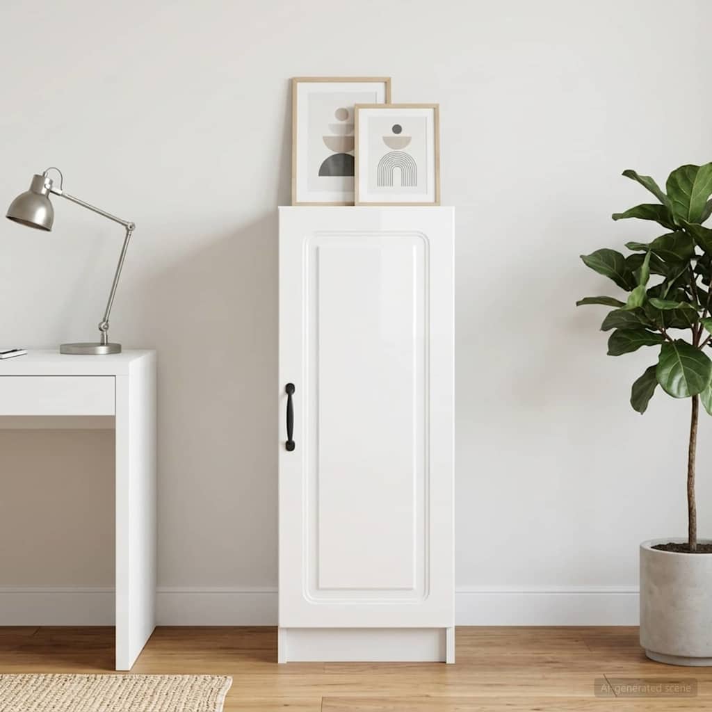 Sideboard High Gloss White 33 x 34.5 x 87 cm Engineered Wood