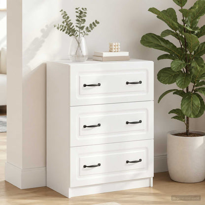 Drawer Cabinet 66 x 34.5 x 87 cm Engineered Wood White