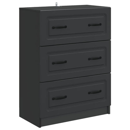 Drawer Cabinet Black 66 x 34.5 x 87 cm Engineered Wood