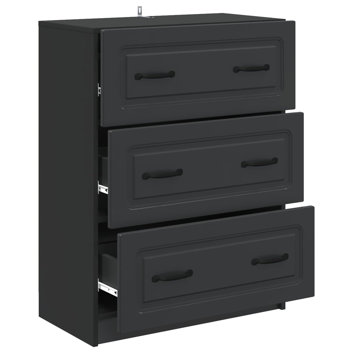 Drawer Cabinet Black 66 x 34.5 x 87 cm Engineered Wood