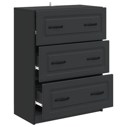 Drawer Cabinet Black 66 x 34.5 x 87 cm Engineered Wood
