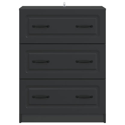 Drawer Cabinet Black 66 x 34.5 x 87 cm Engineered Wood