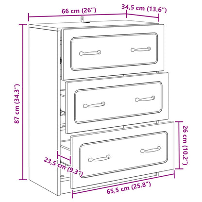 Drawer Cabinet High Gloss White 66 x 34.5 x 87 cm