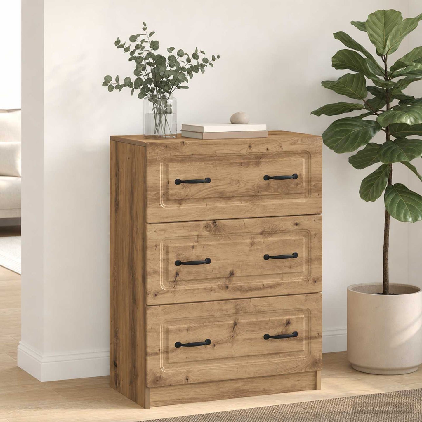 Drawer Cabinet Artisan Oak 66 x 34.5 x 87 cm Engineered Wood