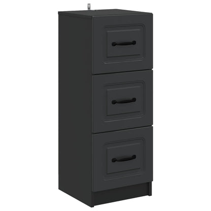 Drawer Cabinet Black 33 x 34.5 x 87 cm Engineered Wood