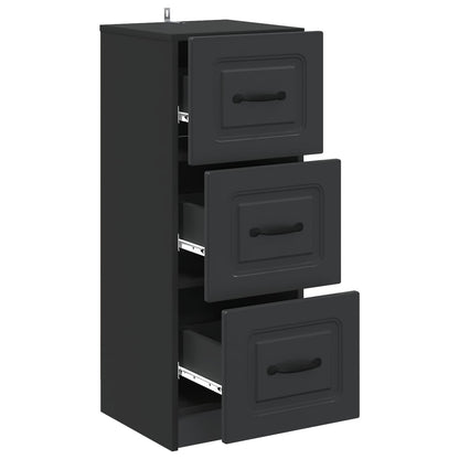 Drawer Cabinet Black 33 x 34.5 x 87 cm Engineered Wood