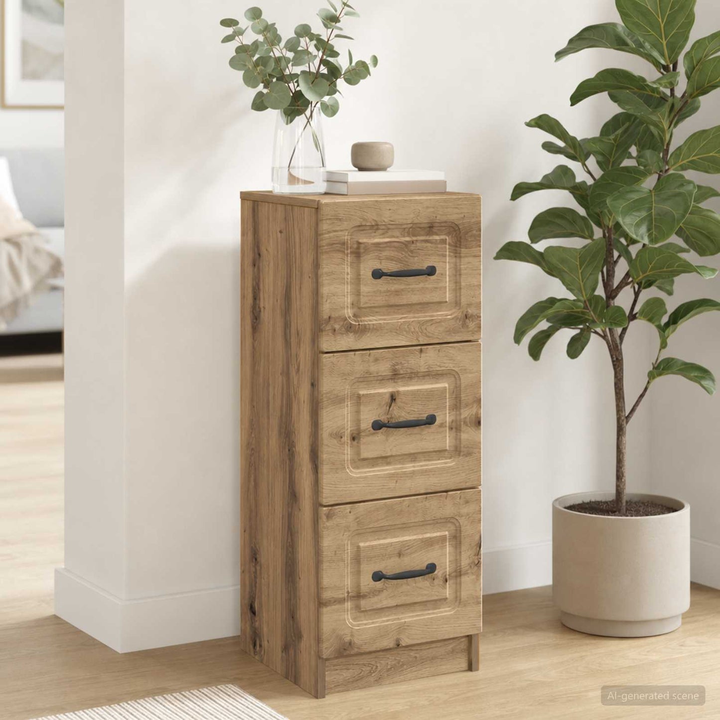 Drawer Cabinet Artisan Oak 33 x 34.5 x 87 cm Engineered Wood