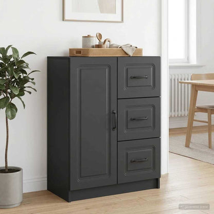 Sideboard with Drawer Black 66 x 34.5 x 87 cm Engineered Wood