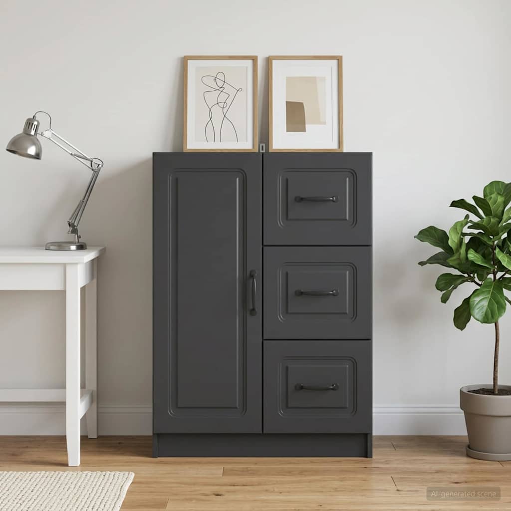 Sideboard with Drawer Black 66 x 34.5 x 87 cm Engineered Wood