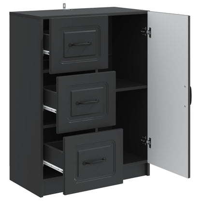 Sideboard with Drawer Black 66 x 34.5 x 87 cm Engineered Wood