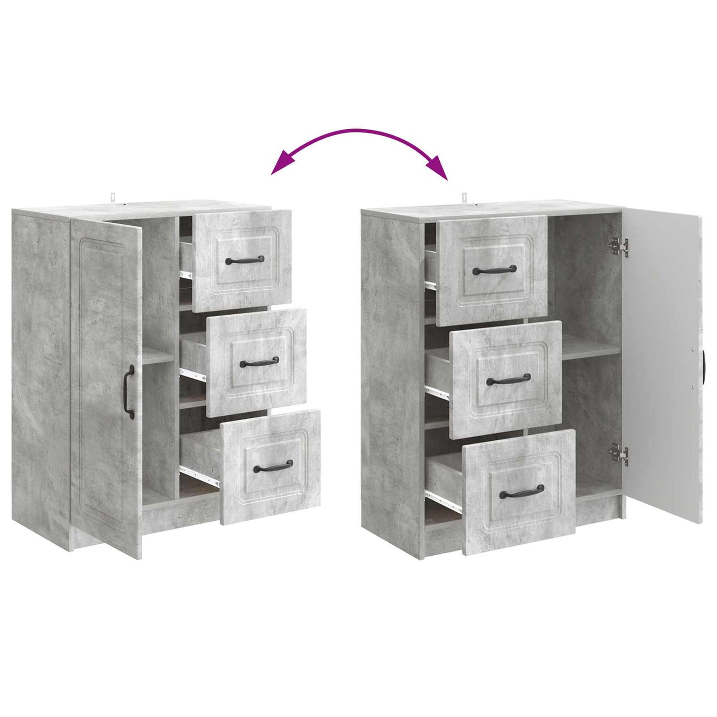 Sideboard Concrete Grey 66 x 34.5 x 87 cm Engineered Wood