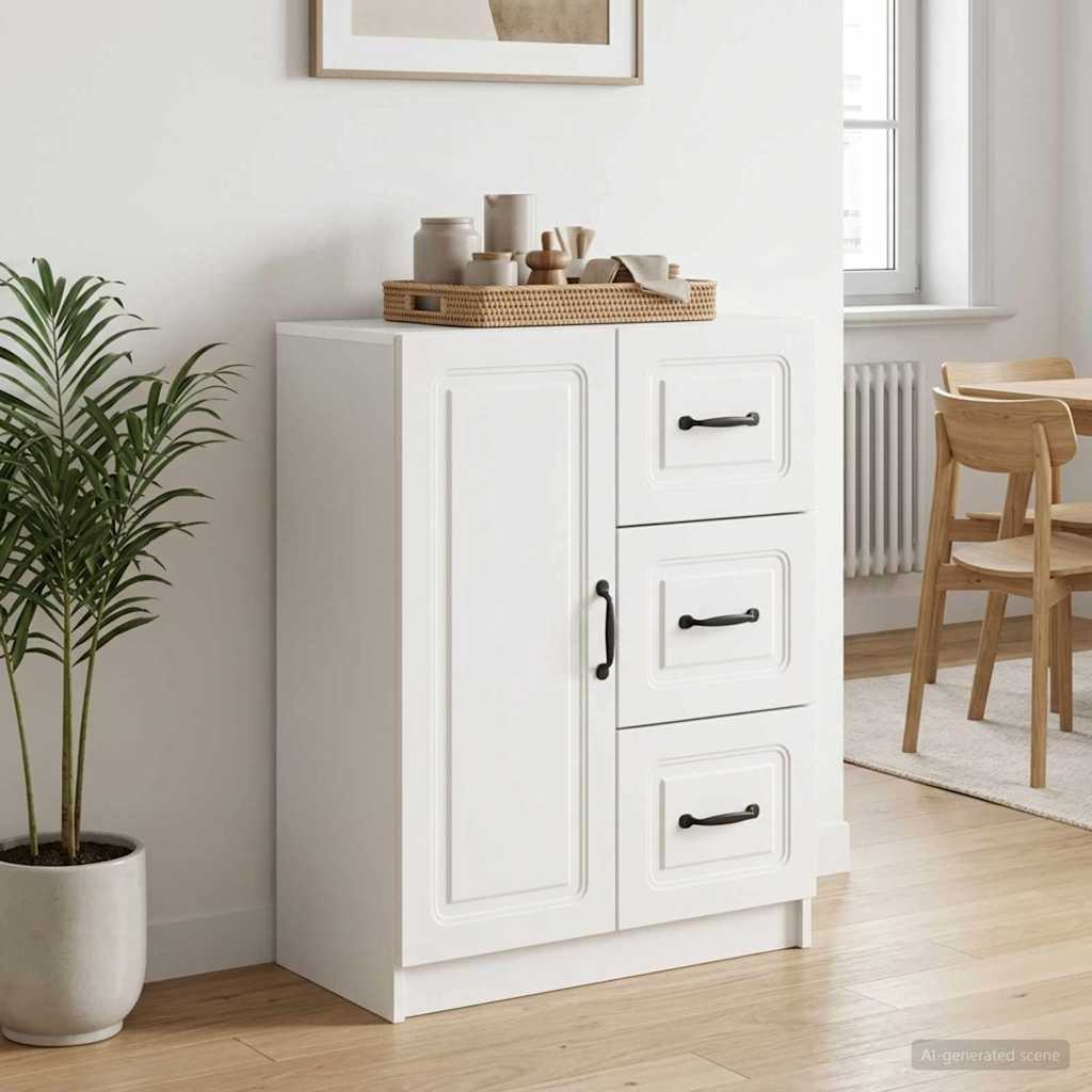Sideboard High Gloss White 66 x 34.5 x 87 cm Engineered Wood