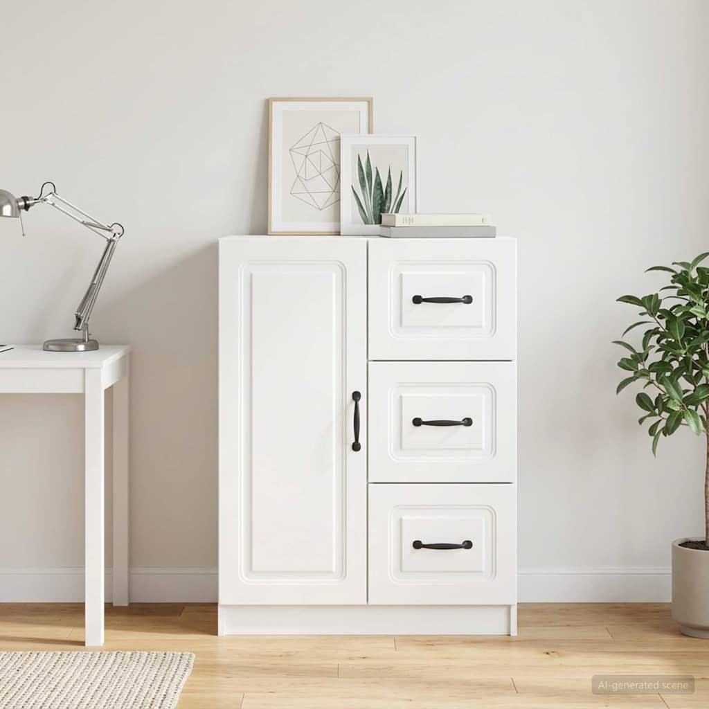 Sideboard High Gloss White 66 x 34.5 x 87 cm Engineered Wood