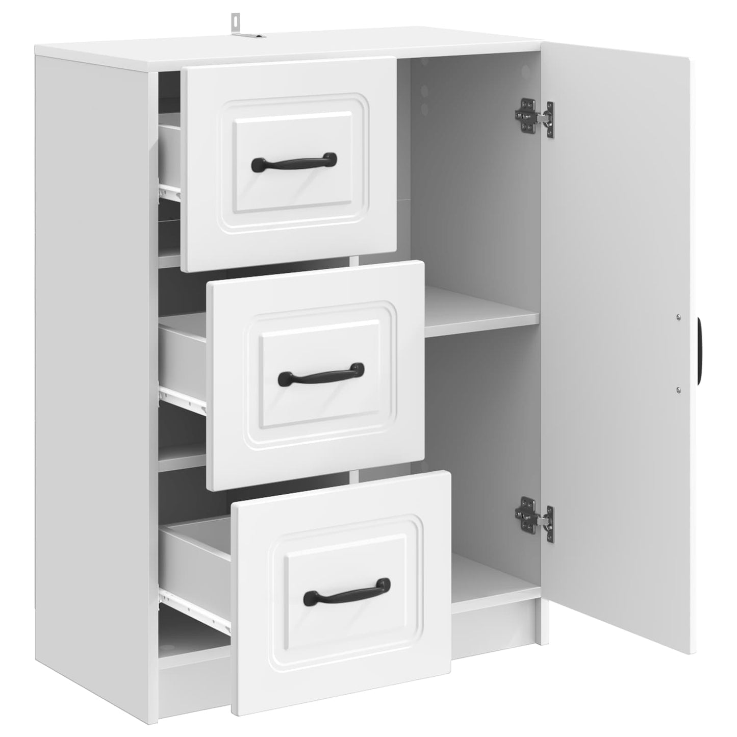 Sideboard High Gloss White 66 x 34.5 x 87 cm Engineered Wood