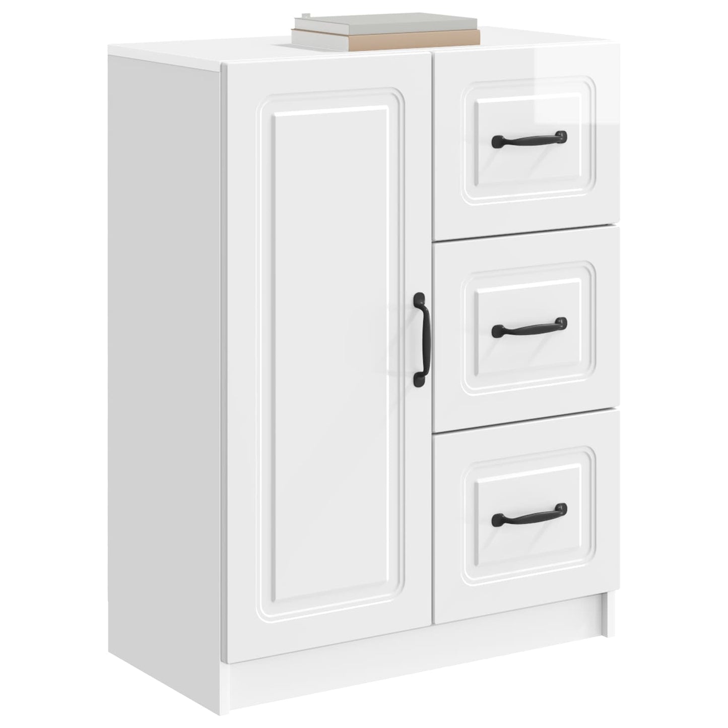 Sideboard High Gloss White 66 x 34.5 x 87 cm Engineered Wood