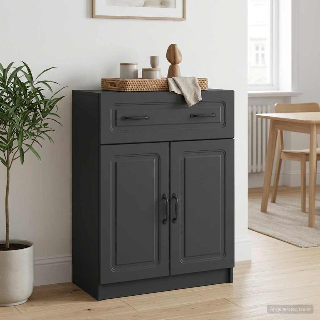 Sideboard with Drawer Black 66 x 34.5 x 87 cm Engineered Wood