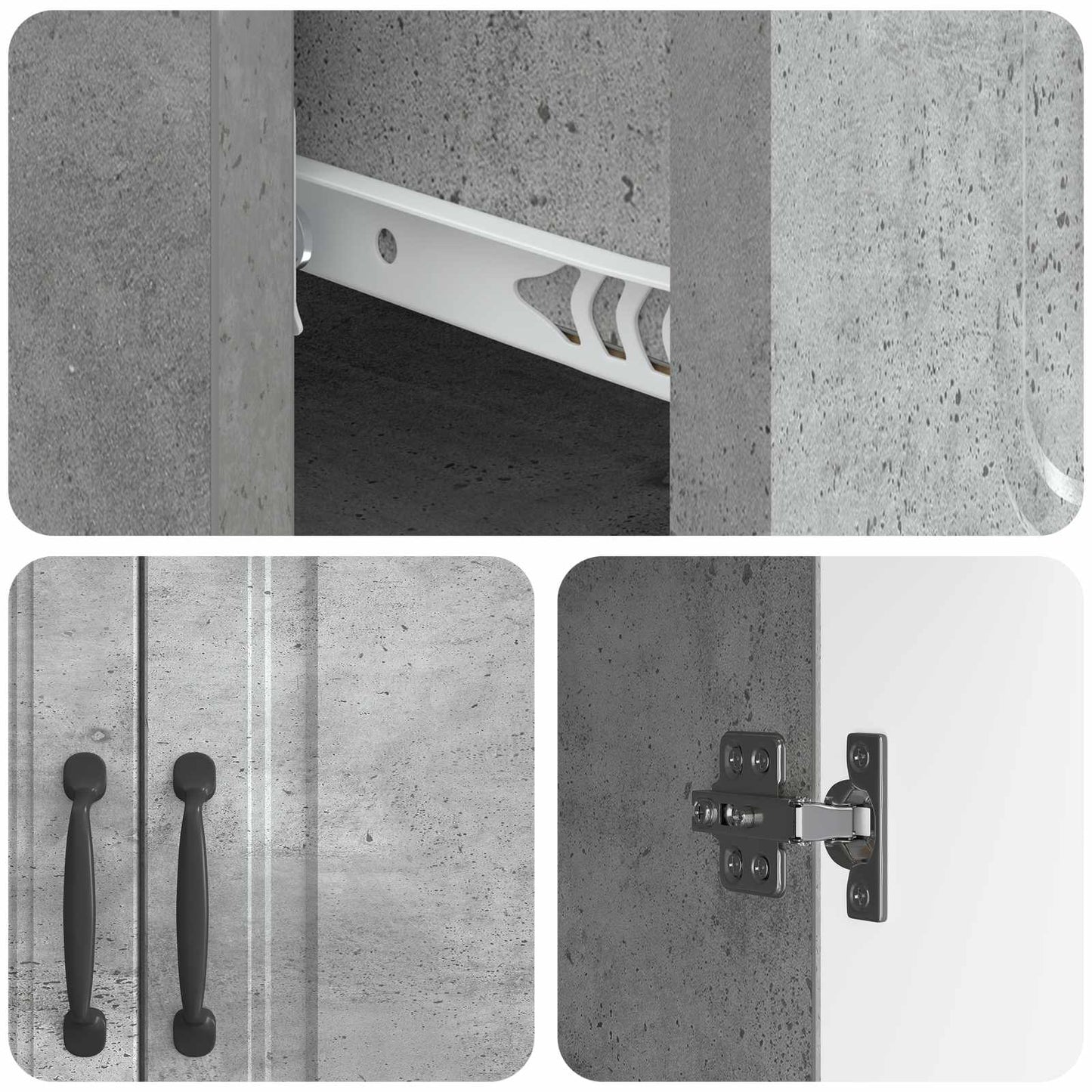 Sideboard Concrete Grey 66 x 34.5 x 87 cm Engineered Wood