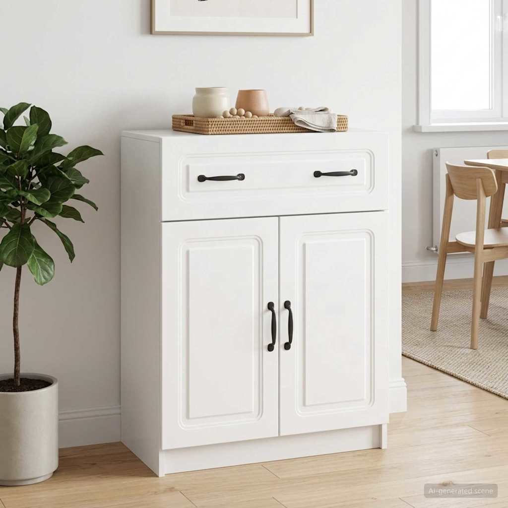 Sideboard High Gloss White 66 x 34.5 x 87 cm Engineered Wood