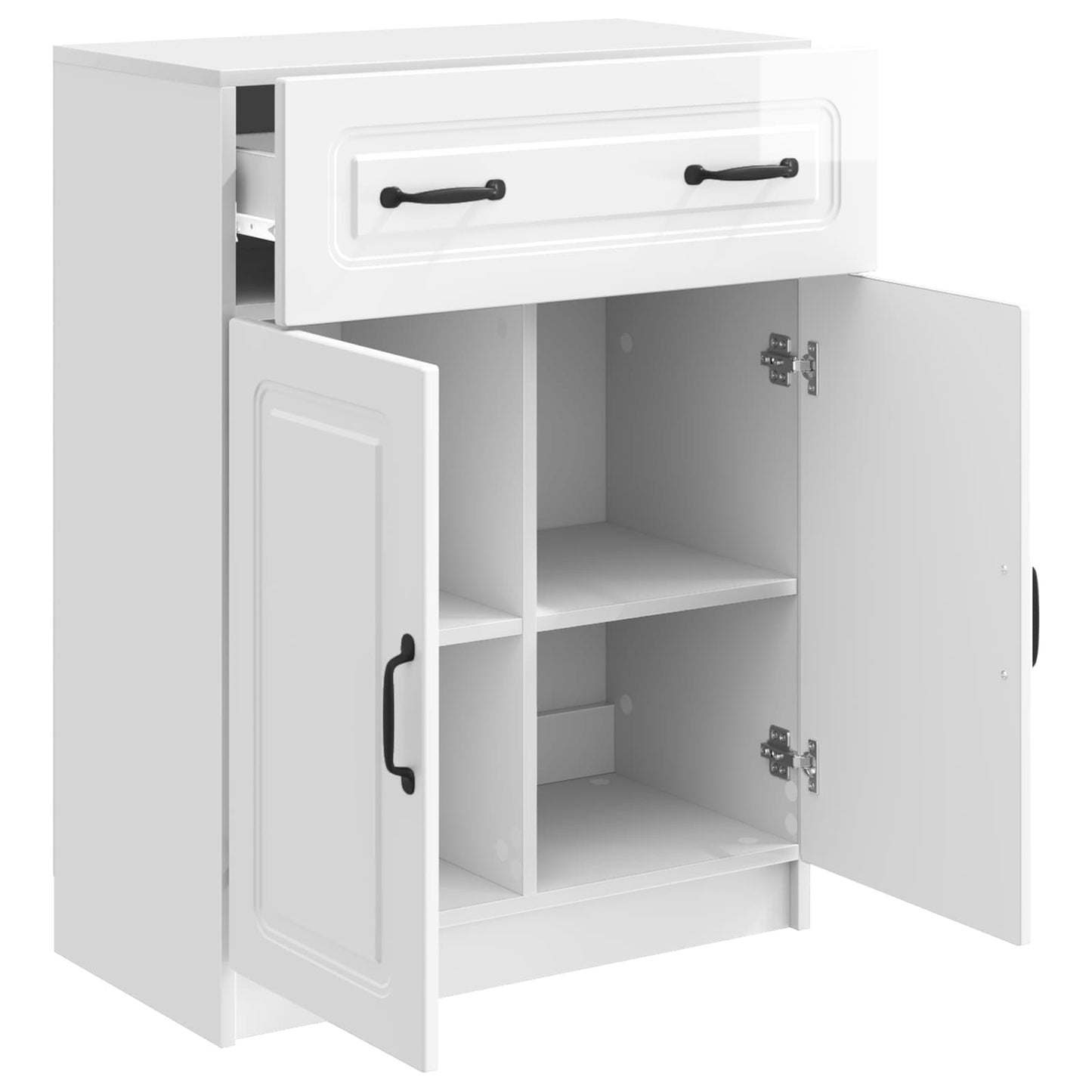 Sideboard High Gloss White 66 x 34.5 x 87 cm Engineered Wood