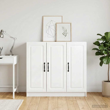 Sideboard High Gloss White 89 x 34.5 x 77 cm Engineered Wood