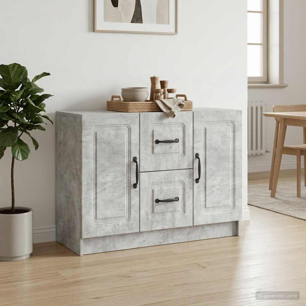 Sideboard Concrete Grey 89 x 34.5 x 57 cm Engineered Wood