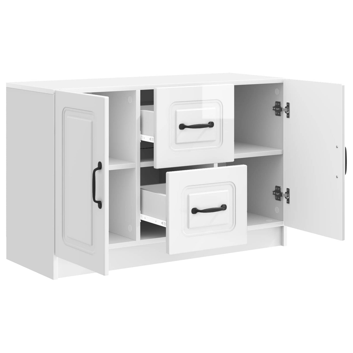Sideboard High Gloss White 89 x 34.5 x 57 cm Engineered Wood