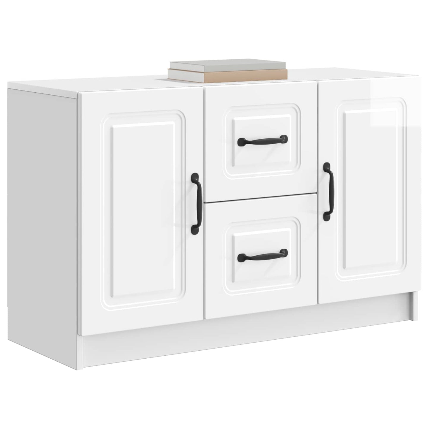 Sideboard High Gloss White 89 x 34.5 x 57 cm Engineered Wood