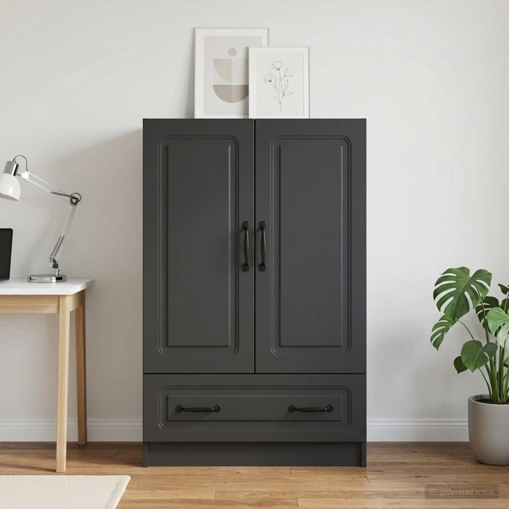 Sideboard with Drawer Black 66 x 34.5 x 92 cm Engineered Wood