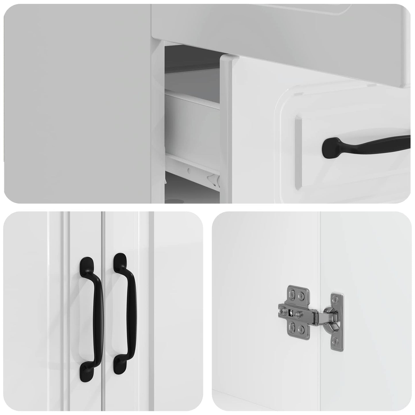 Sideboard High Gloss White 66 x 34.5 x 92 cm Engineered Wood