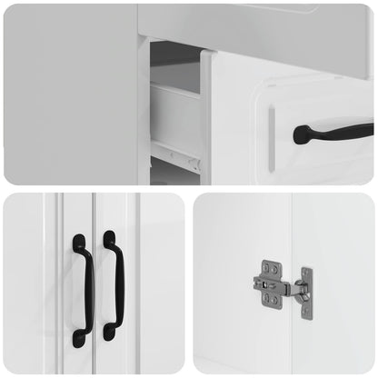 Sideboard High Gloss White 66 x 34.5 x 92 cm Engineered Wood