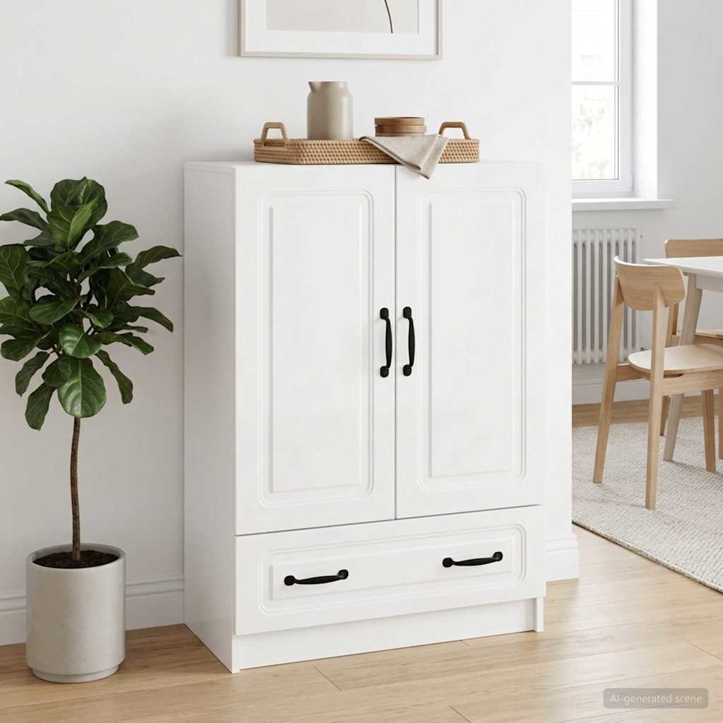 Sideboard High Gloss White 66 x 34.5 x 92 cm Engineered Wood