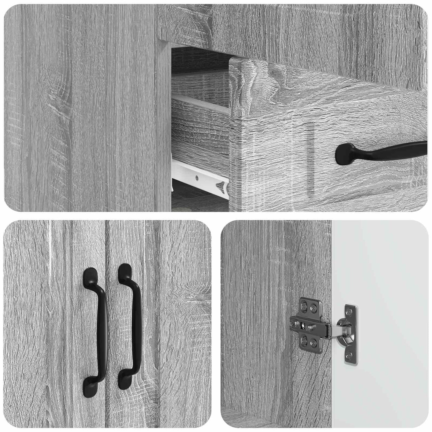 Sideboard Grey Sonoma 66 x 34.5 x 92 cm Engineered Wood