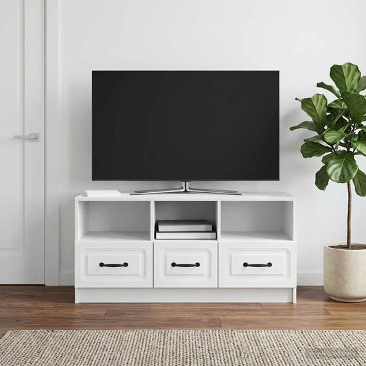 TV Cabinet with Drawer White 102 x 34.5 x 47 cm Engineered Wood