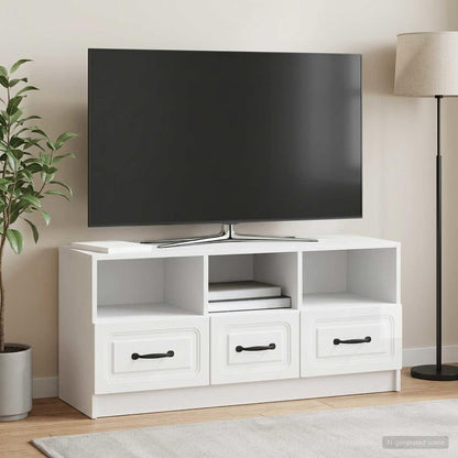 TV Cabinet High Gloss White 102 x 34.5 x 47 cm Engineered Wood