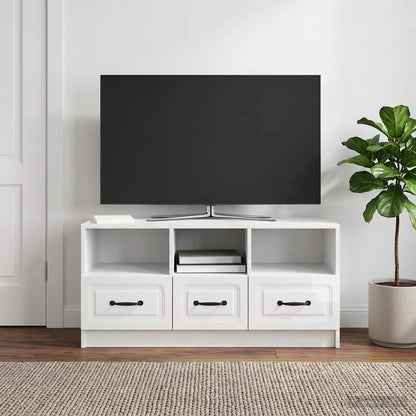 TV Cabinet High Gloss White 102 x 34.5 x 47 cm Engineered Wood