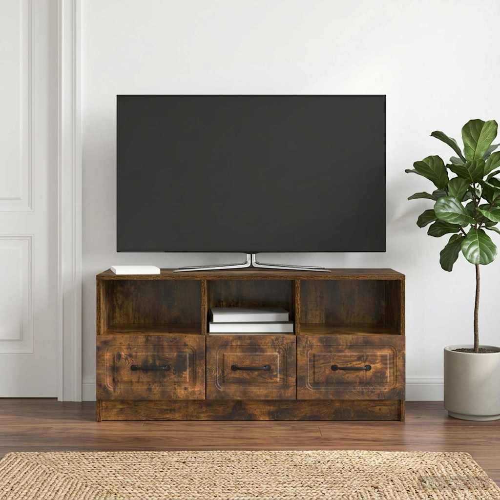 TV Cabinet Smoked Oak 102 x 34.5 x 47 cm Engineered Wood