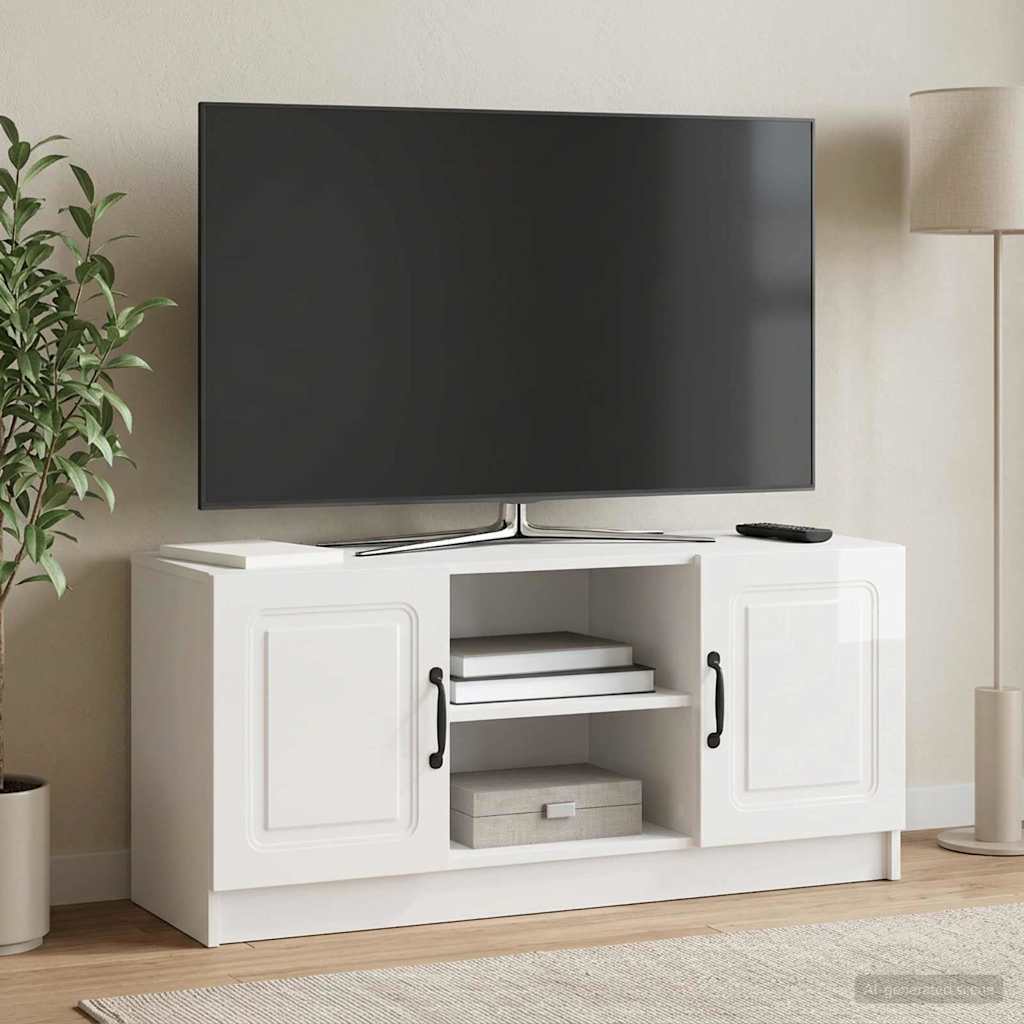 TV Cabinet High Gloss White 102 x 34.5 x 47 cm Engineered Wood