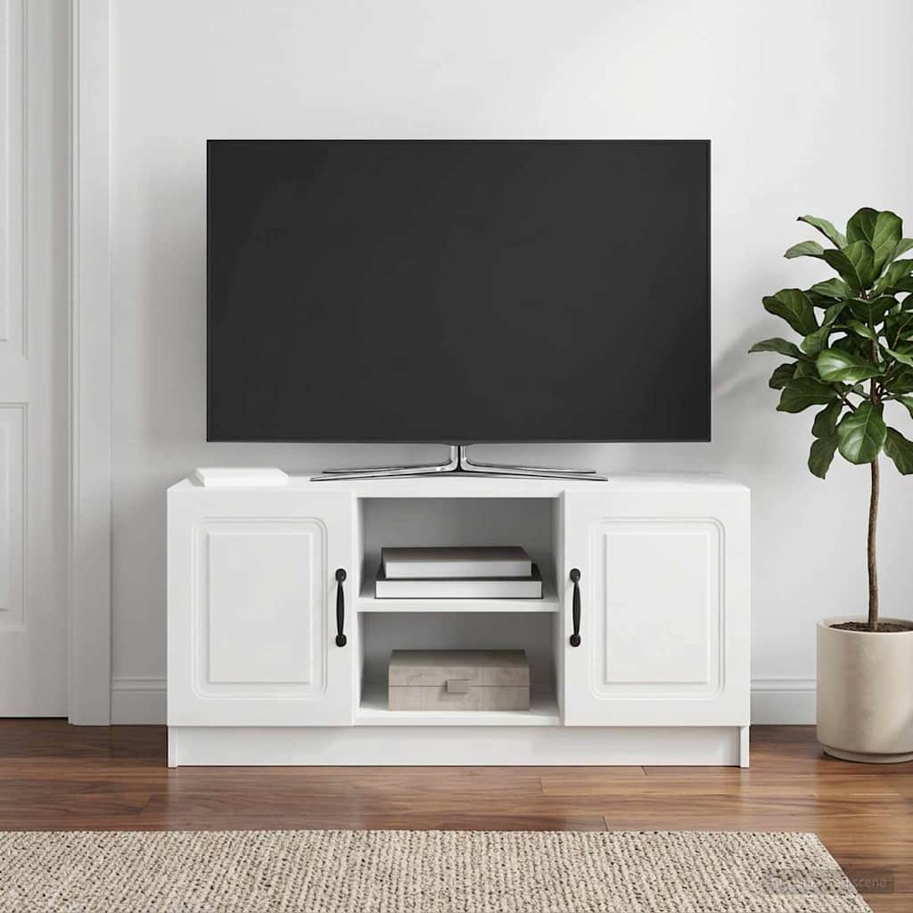 TV Cabinet High Gloss White 102 x 34.5 x 47 cm Engineered Wood