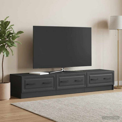 TV Cabinet with Drawer Black 147 x 34.5 x 27 cm Engineered Wood