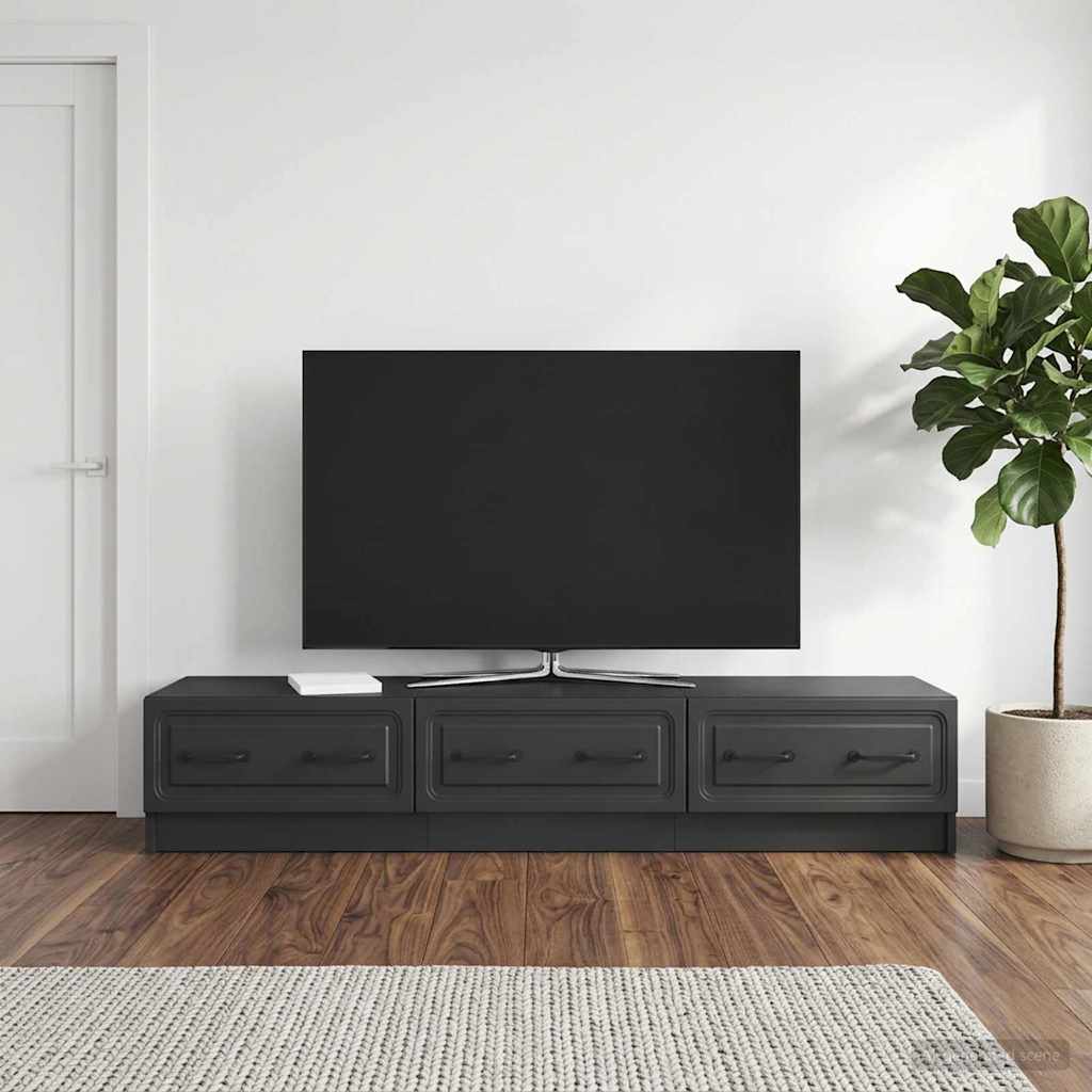 TV Cabinet with Drawer Black 147 x 34.5 x 27 cm Engineered Wood