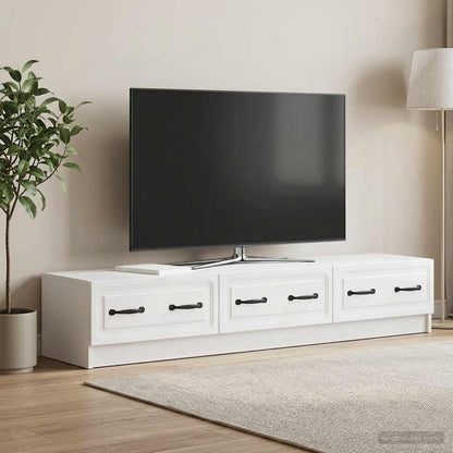 TV Cabinet High Gloss White 147 x 34.5 x 27 cm Engineered Wood