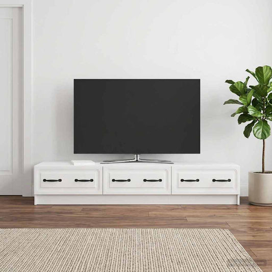TV Cabinet High Gloss White 147 x 34.5 x 27 cm Engineered Wood