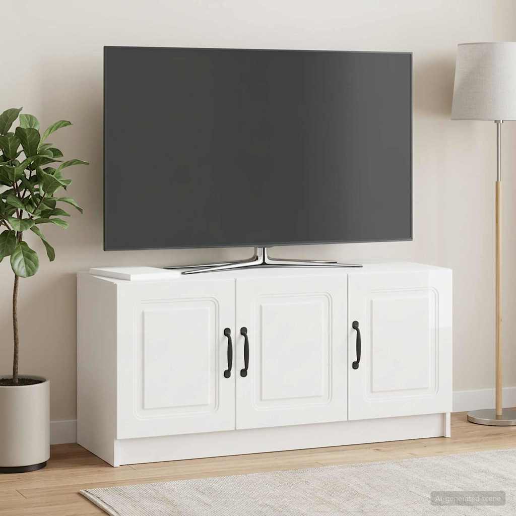 TV Cabinet High Gloss White 99 x 34.5 x 47 cm Engineered Wood