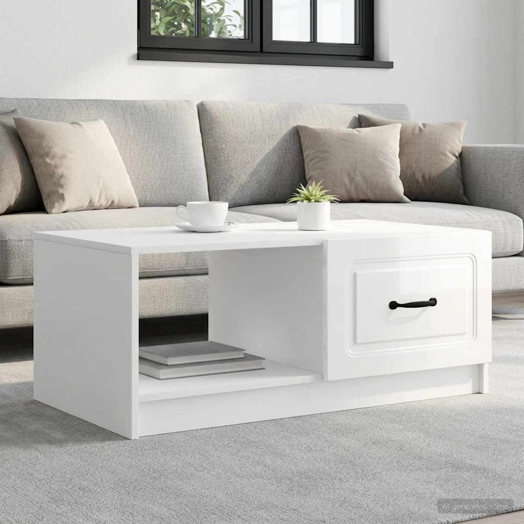 Coffee Table High Gloss White 90 x 50 x 37 cm Engineered Wood