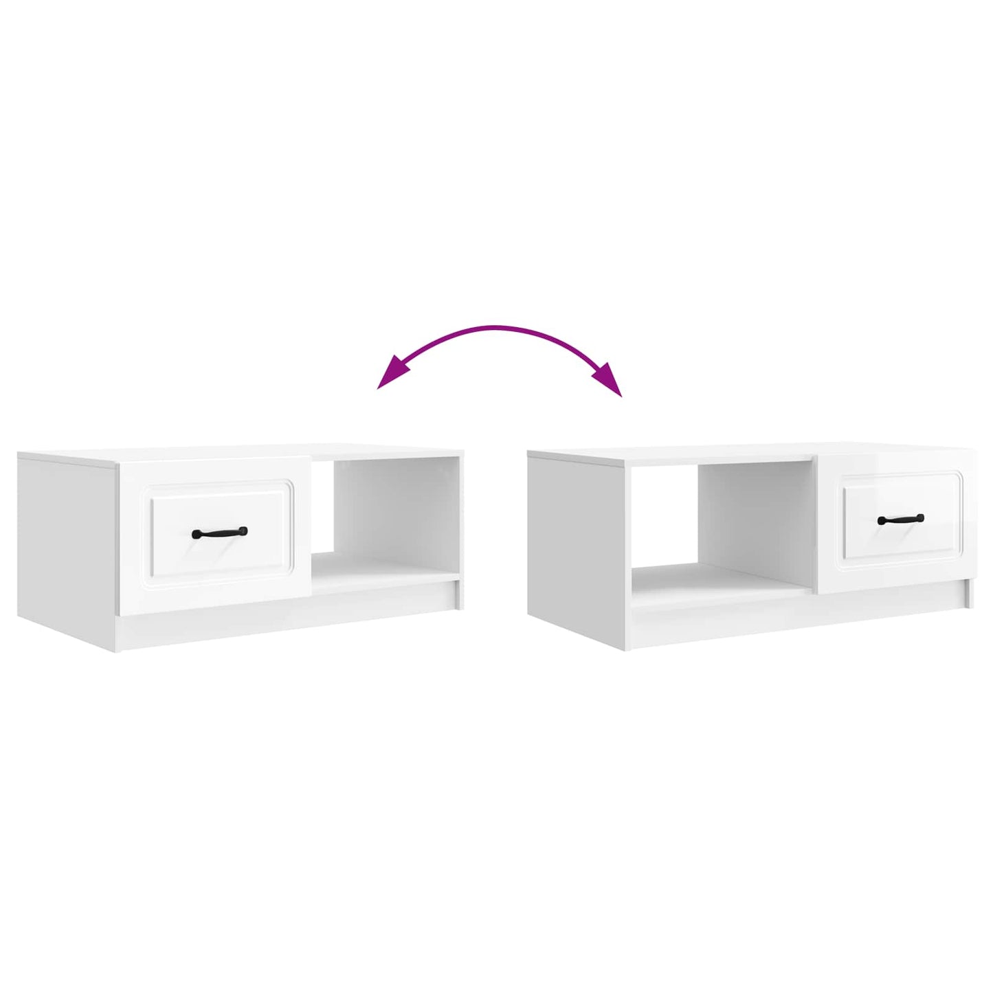 Coffee Table High Gloss White 90 x 50 x 37 cm Engineered Wood