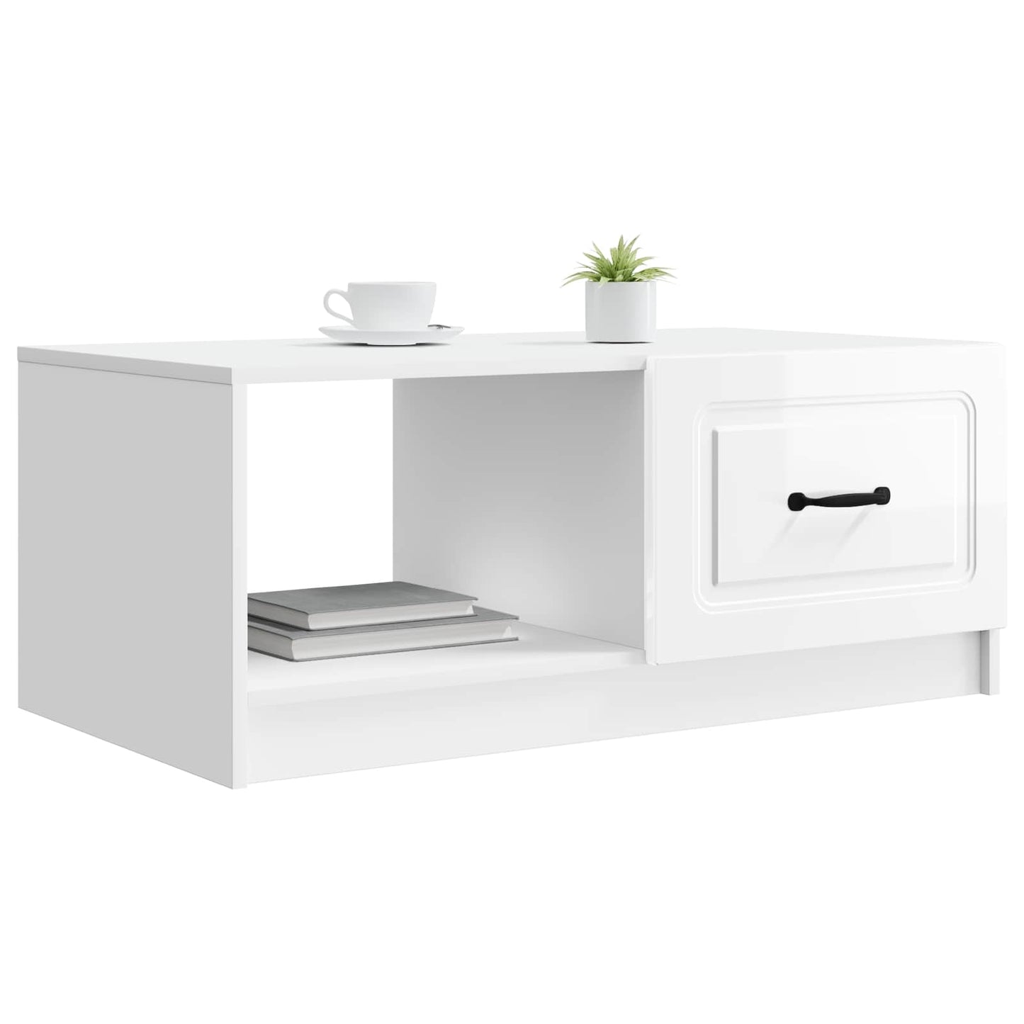 Coffee Table High Gloss White 90 x 50 x 37 cm Engineered Wood