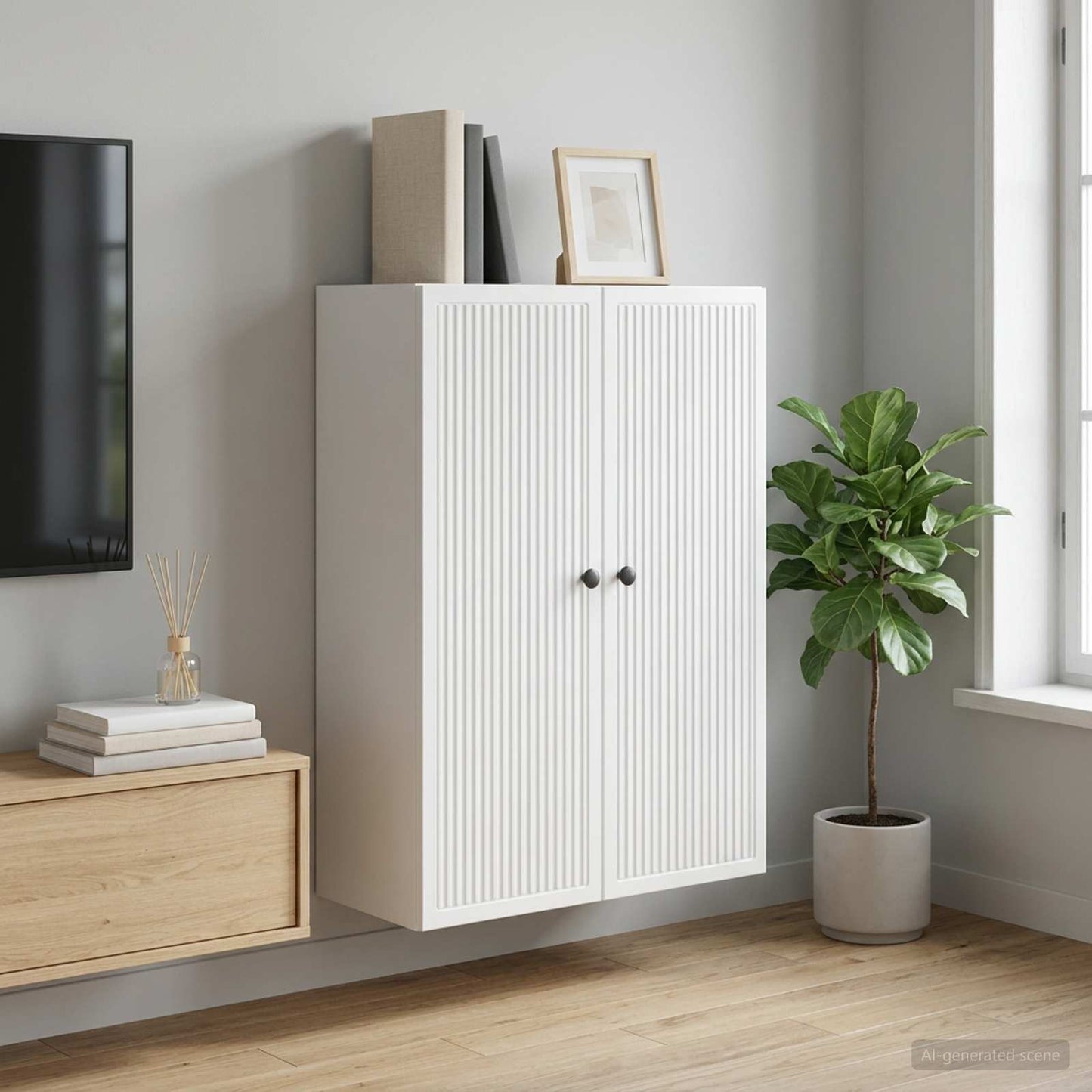 Wall-Mounted Cabinet White 66 x 34.5 x 90 cm Engineered Wood