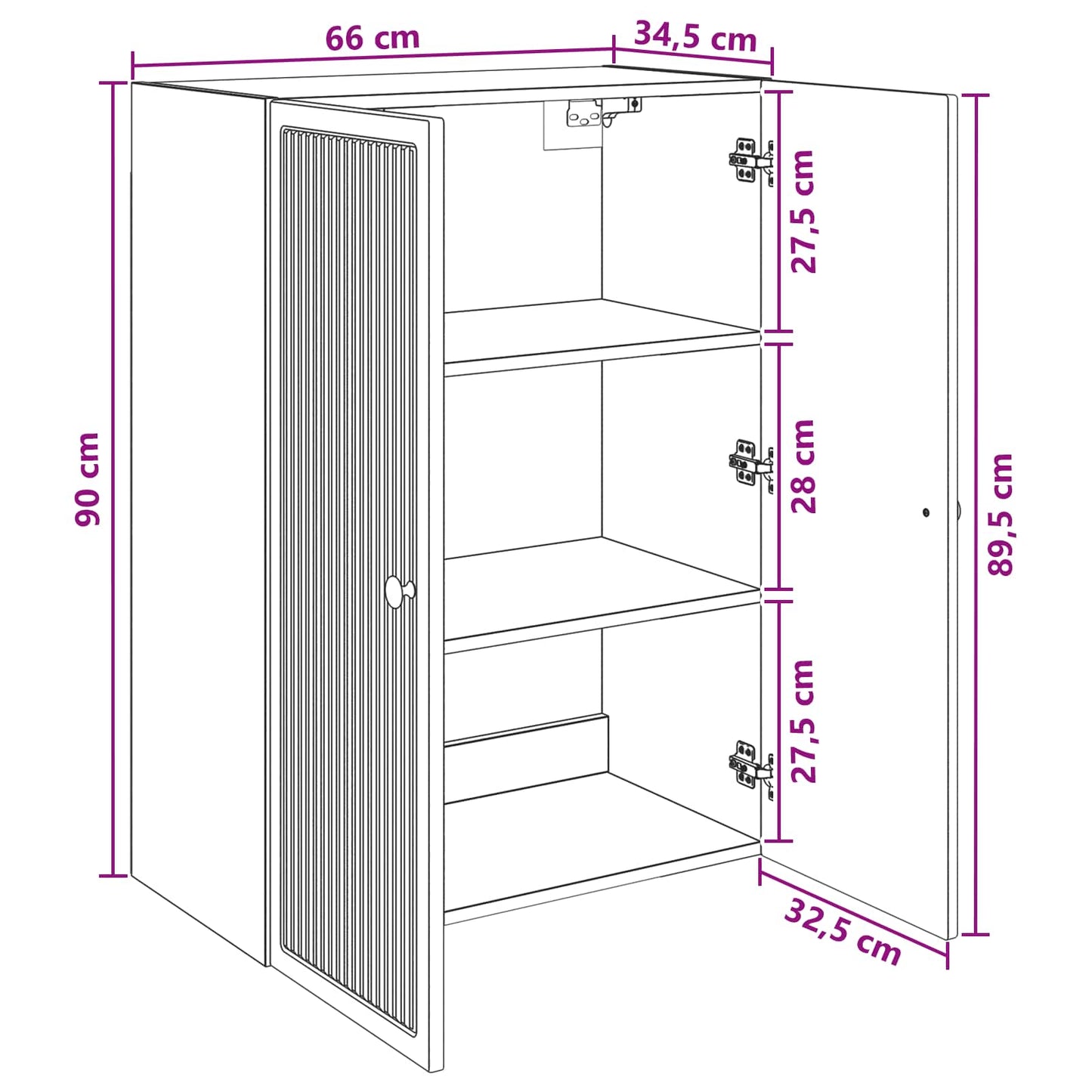 Wall-Mounted Cabinet White 66 x 34.5 x 90 cm Engineered Wood