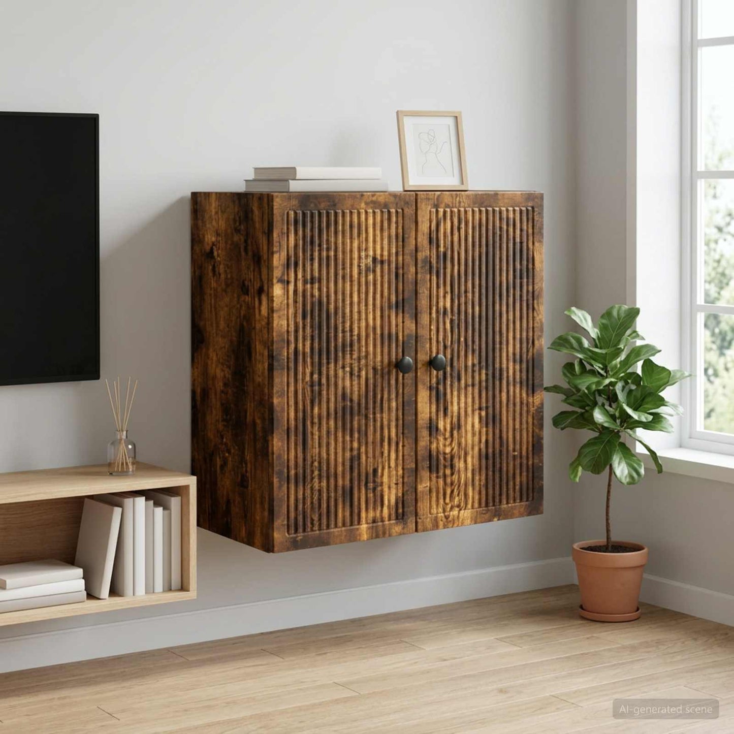 Wall-Mounted Cabinet Smoked Oak 59 x 31 x 60 cm Engineered Wood