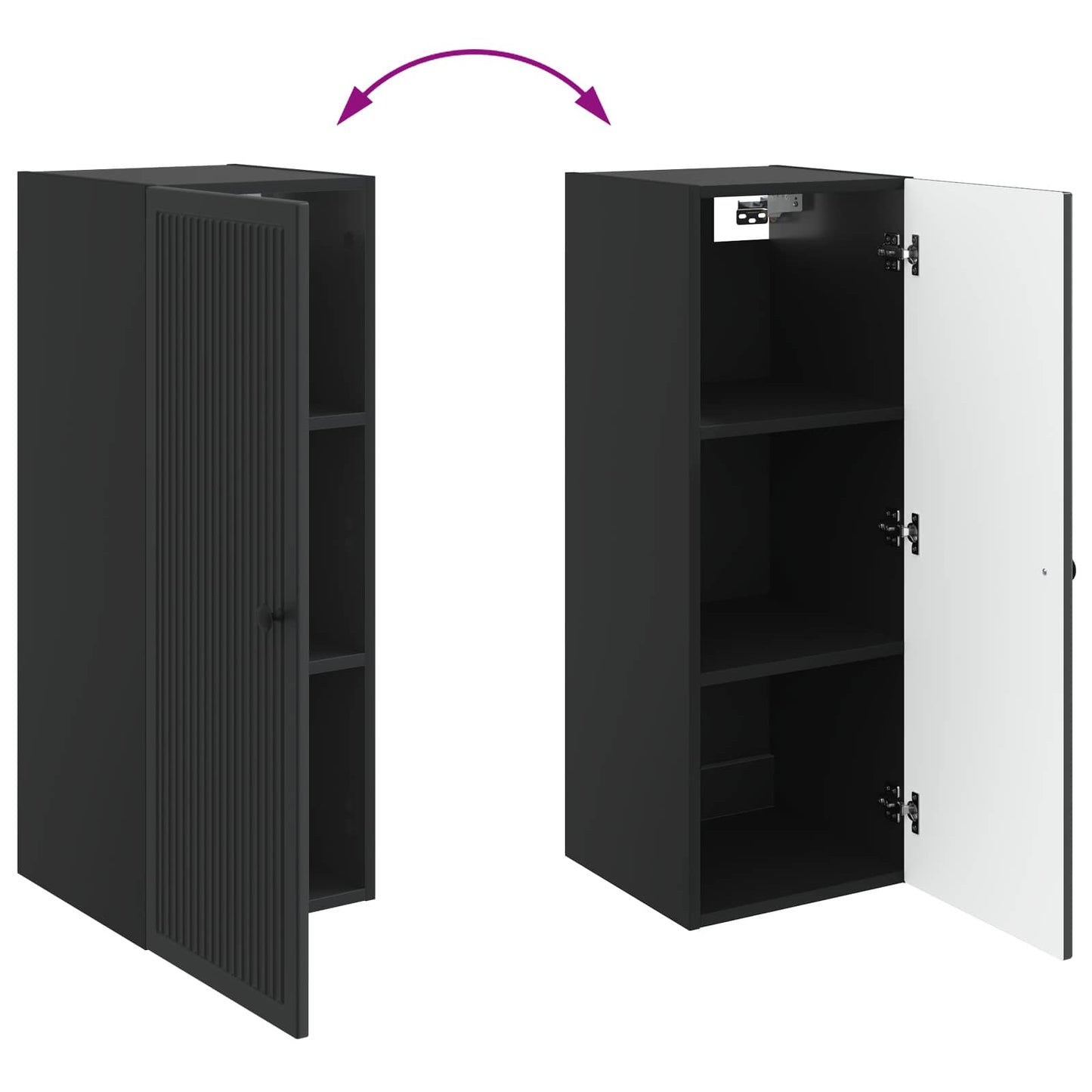 Wall-Mounted Cabinet Black 33 x 34.5 x 90 cm Engineered Wood